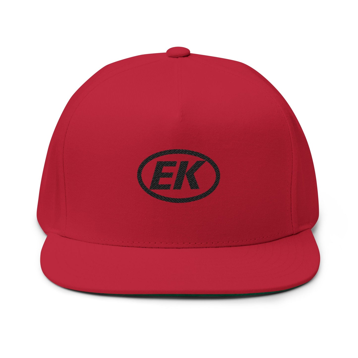 EK Embroidered Flat Bill Cap — Classic Snapback Hat