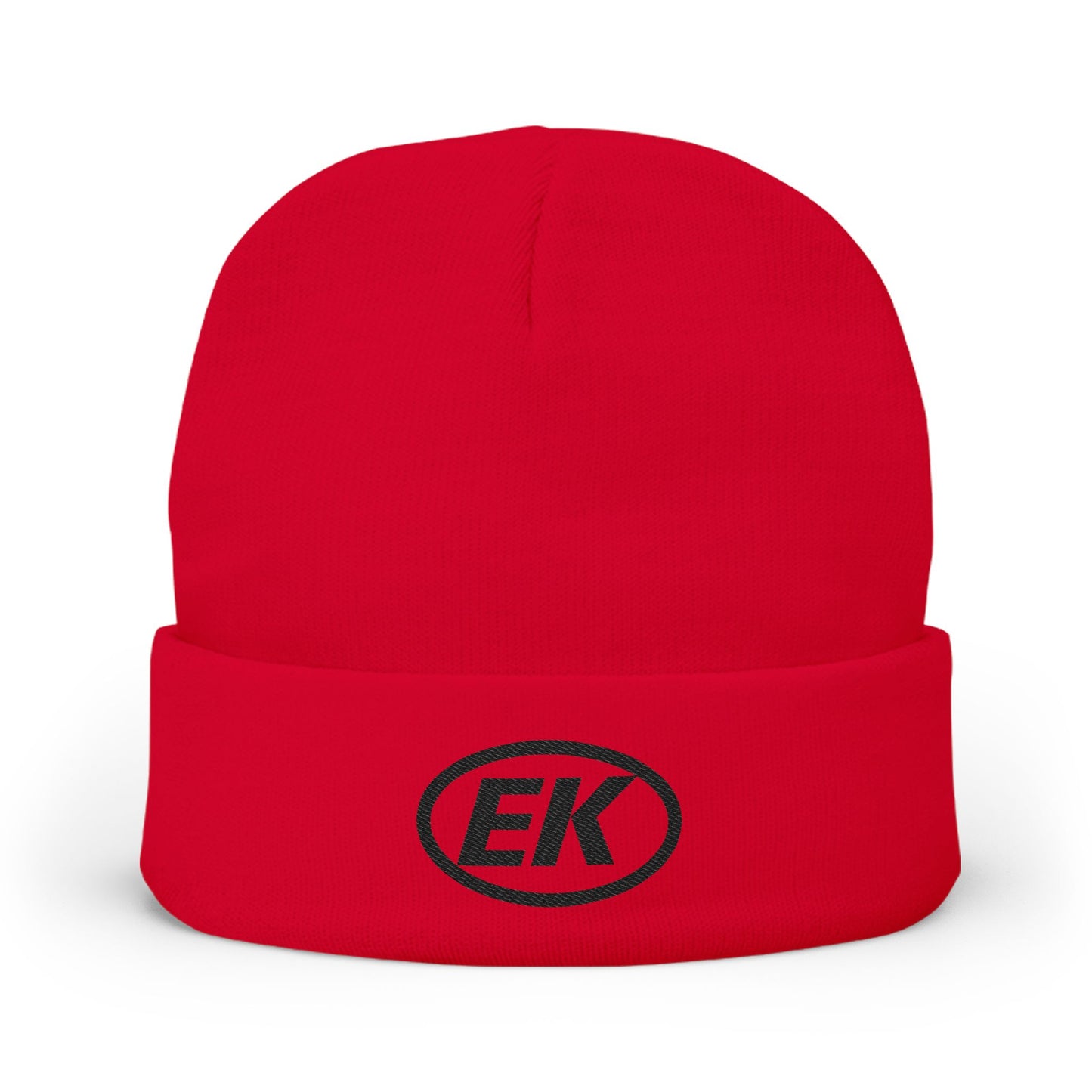 Embroidered EK Knit Beanie – Cozy Winter Hat with Subtle Logo