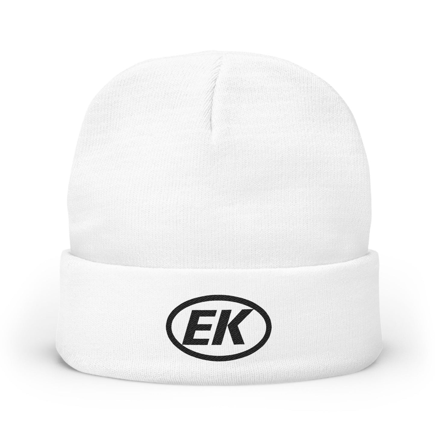 Embroidered EK Knit Beanie – Cozy Winter Hat with Subtle Logo