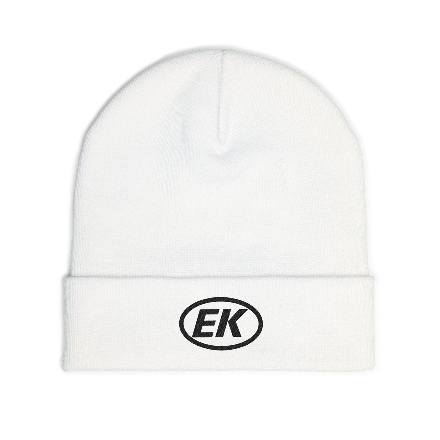 Embroidered EK Knit Beanie – Cozy Winter Hat with Subtle Logo