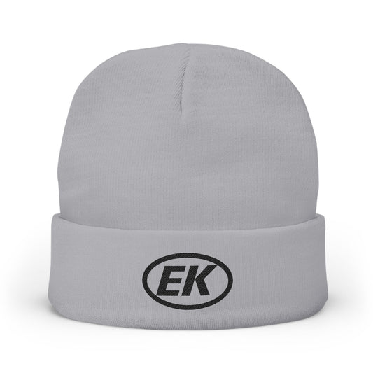 Embroidered EK Knit Beanie – Cozy Winter Hat with Subtle Logo