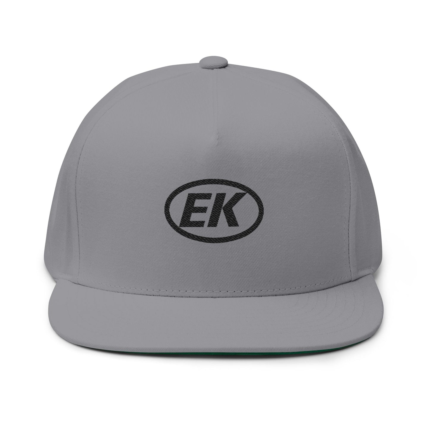 EK Embroidered Flat Bill Cap — Classic Snapback Hat